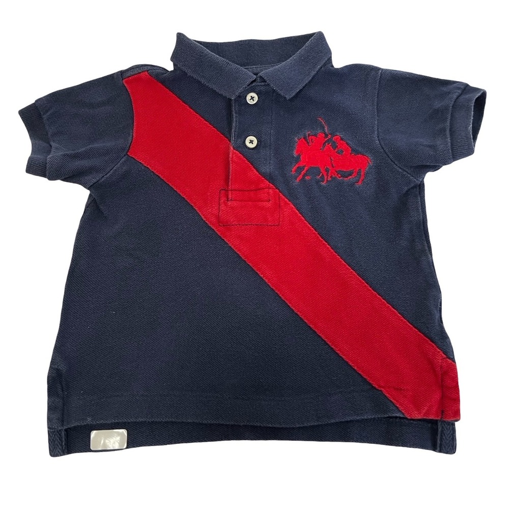 Polo Ralph Lauren Baby Boys Navy Red Sash Double Pony Polo Shirt 9M 320198175